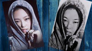 JENNIE BLACKPINK - Realistic drawing portrait TIMELAPSE with graphite pencil