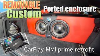 Removable custom ported enclosure & CarPlay MMI prime retrofit  for BMW  #caraudio #carcustomization