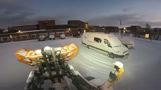 snowplowing the hospital parkinglot in northern Norway with l90H! and a U-plow