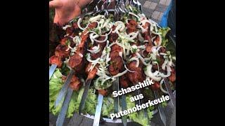 Schaschlik aus Putenoberkeule in  Tomatensauce, zart und einfach nur lecker! Schnelle Marinade