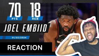 70 FRICKIN Points! Joel Embiid Career High in Points Reaction By Eldric  Valentine