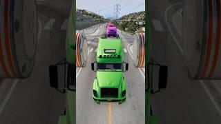 Mix Color Trucks Vs Giant Bollard #beamng #beamngdrive #shorts