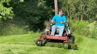 Mowing wet thick grass!!