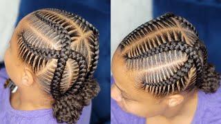 Criss cross braids with butterfly  buns/ Stitch braids