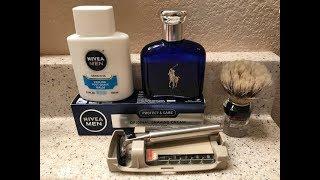 1977 Vintage Gillette Atra Razor, NIVEA Men’s Shave Cream & Aftershave Balm, & Polo Blue Cologne