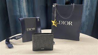 Black Dior Oblique Galaxy Leather Unboxing | Compact Wallet