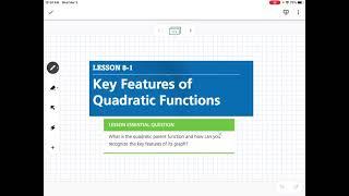 Key Features of Quadratic Functions (Lesson 8-1)