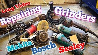 Repairing a load of broken Grinders that have been sent for repair. Makita, Bosch and Sealey tools.