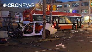 9 injured after stolen BMW collides with TTC bus in North York