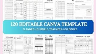 120 Editable KDP Canva Templates PLANNER | JOURNALS | TRACKER | LOG BOOKS