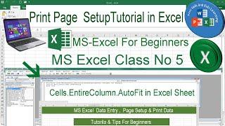 MS Excel Print Page Setup Print Data Tips Class No 5|Excel For Beginners in Urdu|MS Excel Basic