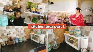 How I organise my semi modular kitchen with Amazon organizer// kitchen tour part 1