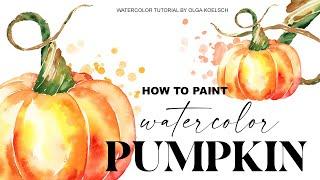 How to paint EASIEST watercolor pumpkin (Step-by-step  tutorial for beginners)