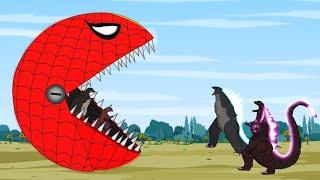 Godzilla vs SPIDER PAC-MAN | Godzilla Animation Cartoon