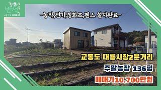 교동도 농막있는 주말농장 / 대룡시장2분 / 136평 / 전기,펜스,정화조,수도/ 농림보호 답 / 1.07억