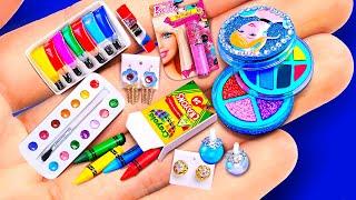 36 Barbie Hacks ~ DIY Miniature School Supplies, Cosmetics and more Mini things for Dolls