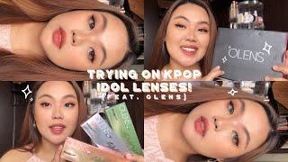 trying on k-pop idol's lenses! ft. OLENS  (vivi ring beige, russian smoky series, cherry moon)