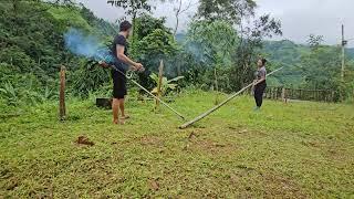 Clear the garden and build a fence around the house