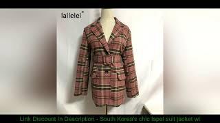 South Korea's chic lapel suit jacket with classic grid belt