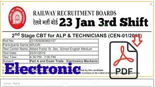 RRB ALP CBT -2 Electronic Mechanic Trade All Shift Previous Paper