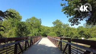 Sunny Nature Walk, Bemis Woods Forest Preserve in Cook County, Chicago (4K)