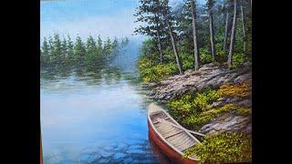 Art by Kyra Lu - Morning By The Lake For Beginners (Acrylic Painting #6)