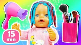 Giochi con la Tata perfetta nel salone di bellezza! Video con le bambole Baby Born per bambini