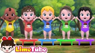 Five Little Monkeys Jumping On The Bed +more Nursery Rhymes | Kindergarten | LimeAndToys