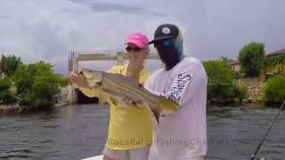 Lady Angler Lands 28" Snook During Boca Raton Fishing Charter At Spillway