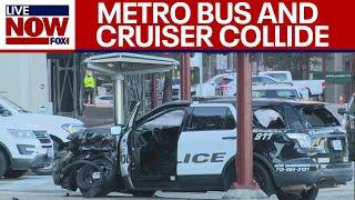 BREAKING: Houston police cruiser collides with METRO bus | LiveNOW from FOX