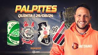 PALPITES DE FUTEBOL PARA HOJE - 29/08/2024 - JOGOS DE QUINTA - COPA DO BRASIL + BILHETE PRONTO