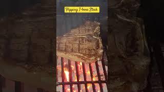 Flipping T-bone Steak Grilling with Charcoal Grill #tbonesteak #flipping #shortsfeed #shorts