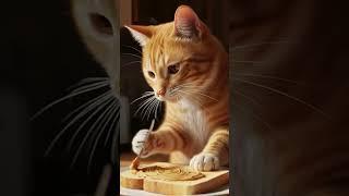 Orange cat ASMR: peanut butter + jam edition  #orangecat   #catcooking #catshorts #asmrshorts
