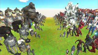 MONKEY WEAPON WAR - MONKEY TEAM vs RANGED WEAPON TEAM - Animal Revolt Battle Simulator