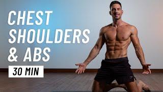 30 Min Chest, Shoulder & Abs Workout At Home (No Equipment)