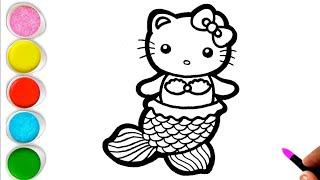 Hello Kitty Mermaid Drawing, Painting & Coloring For Kids and Toddlers_ Kids Art