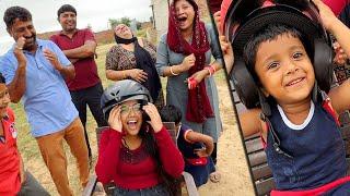 Helmet slap challenge with family