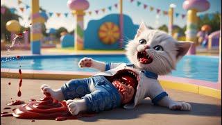 Kitten's accident at the water park! #cat #cute #catlover #catvideos #cutecat #aiimages #aicat