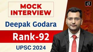 UPSC Result 2024 | Deepak Godara | Rank – 92 | Mock Interview | Drishti IAS English