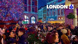 London Christmas Lights Walk   Snow in COVENT GARDEN to Oxford Circus | Central London Walking Tour