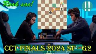 ROOK SAC!! Maxime Vachier-Lagrave vs Magnus Carlsen || CCT Final 2024 - SF - G2