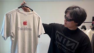 vintage T shirts HAUL: 90s nine inch nails, planet apes, apple, stussy, "you are here" (ENG SUB)