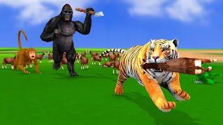 Gorilla Sheep Farm | Gorilla vs Funny Monkey vs Giant Tiger | Tiger Steals Sheep