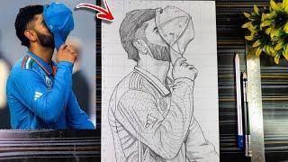 Virat Kohli Drawing Sad Moment, How To draw Virat Kohli Pencil Sketch Step By Step, ODI World Cup