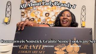 All About Lady Brandy J | Caannasweis Nonstick Granite Stone Cookware Set Unboxing #amazonfinds