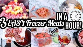 EASY FREEZER MEALS IN AN HOUR! | THREE BUDGET FRIENDLY FAMILY FREEZER MEALS | FREEZER MEAL PREP