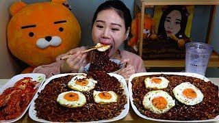 SUB 진짜장8봉과 달걀프라니 먹방 Mukbang