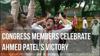 Congress Members Celebrate Ahmed Patel's Win In Rajya Sabha Elections