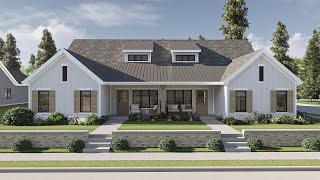 Modern Farmhouse Style Duplex House Plan | Hemingway