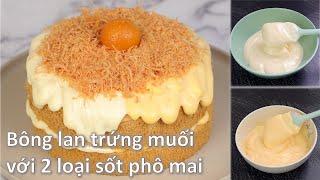 Savoury cake with 2 cheese sauce recipes [ENG SUB] | Bông lan trứng muối với 2 loại sốt phô mai